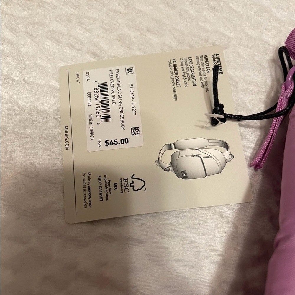 (NWT)Adidas Lilac Crossbody Bag - Picture 5 of 5